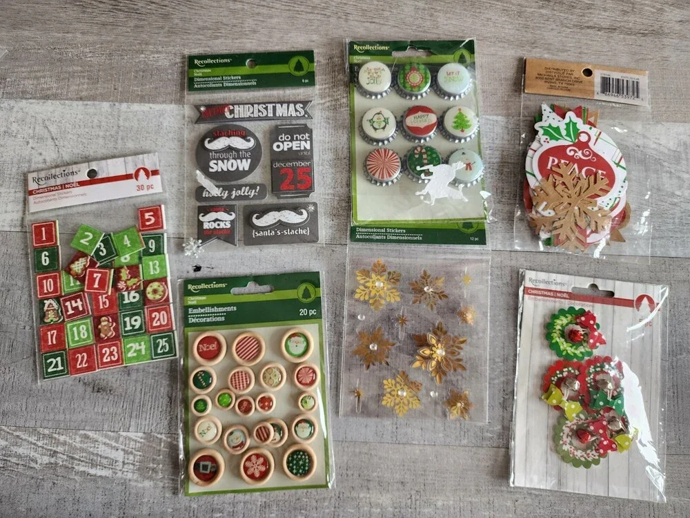 3D Stickers Large LOT - Recollections - Christmas Wreaths Wood Calendar NEW #32